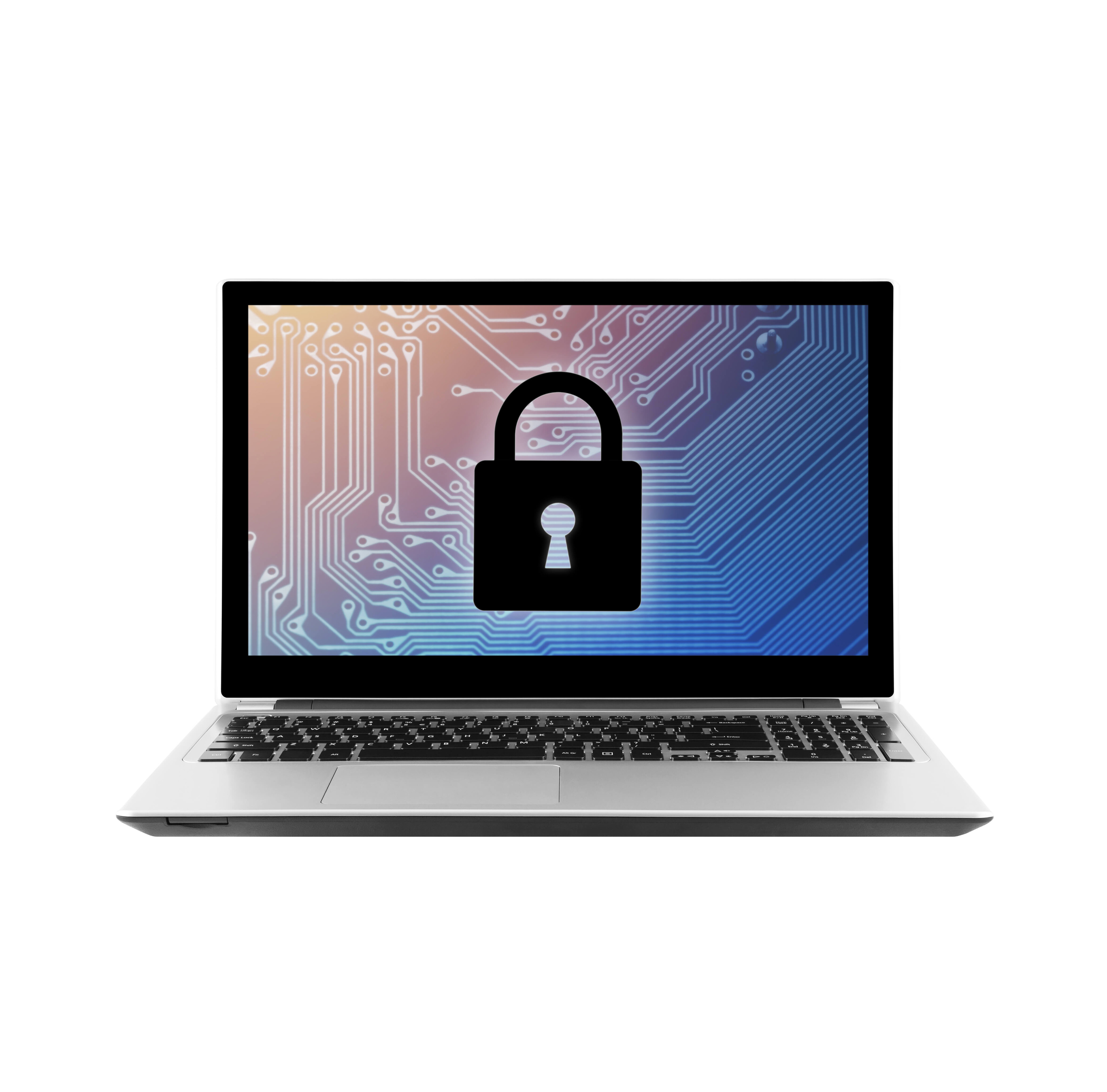 Laptop with a security lock on the screen